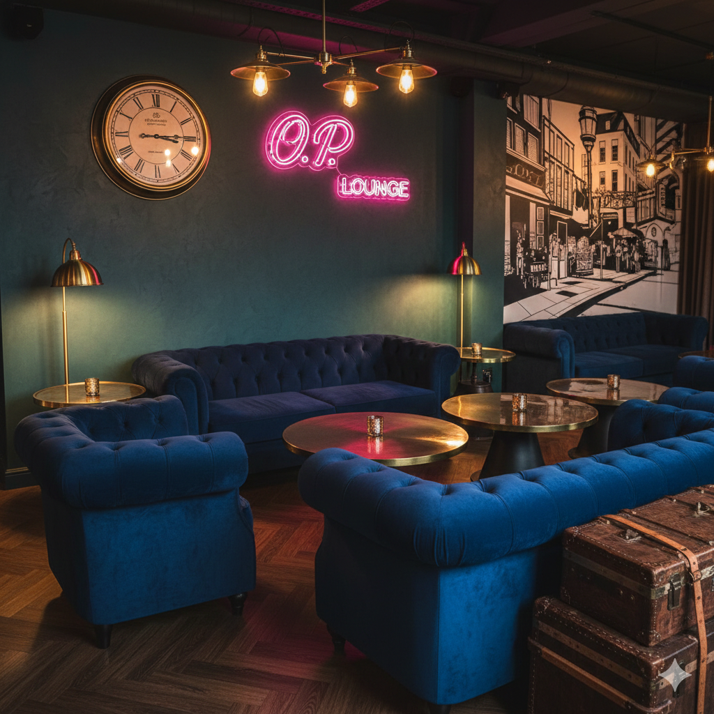 lounge comfortable salon bleu tres chique